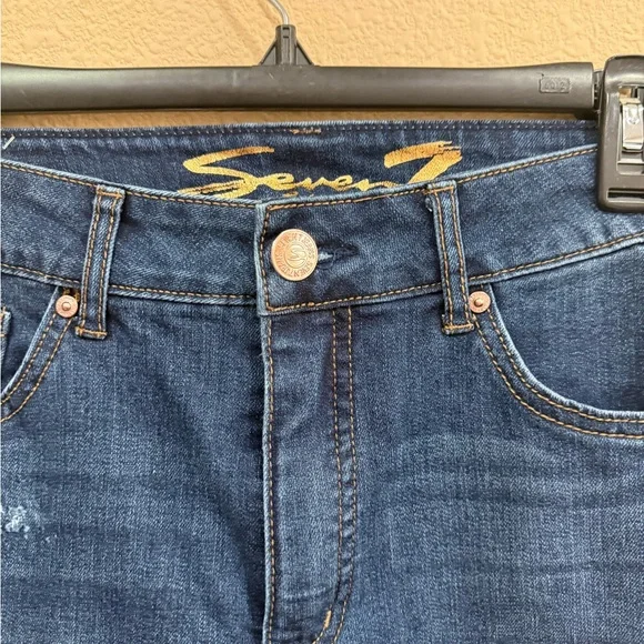 Seven7 Dark Blue Distressed Skinny Jeans - Picture 3 of 6